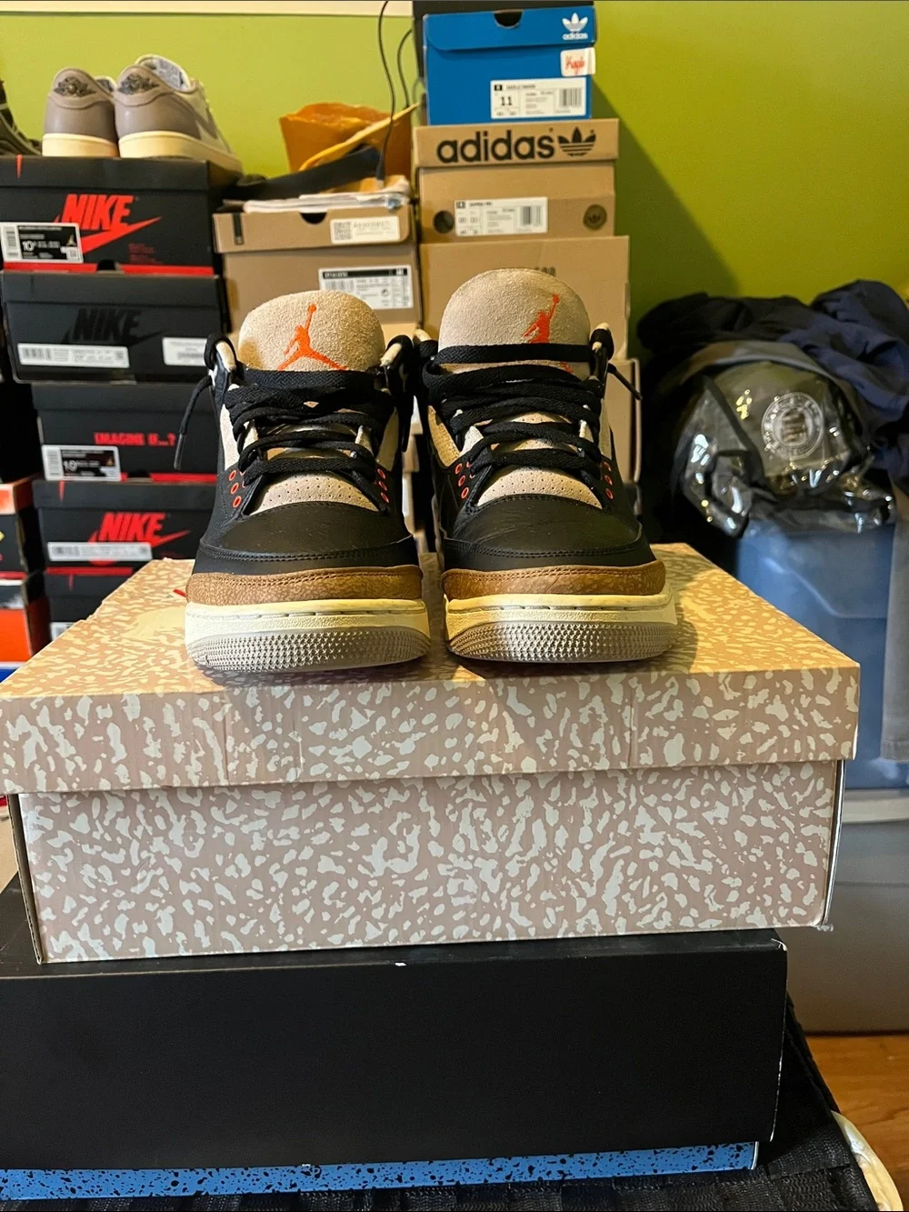 Nike Air Jordan Retro 3 Black Brown Tan Sneakers